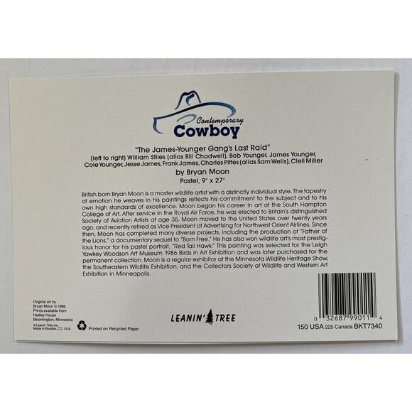 Leanin Tree Blank Greeting Cards Younger Gangs Last Raid Cowboy Cats Lot Of 5 - Picture 3 of 5